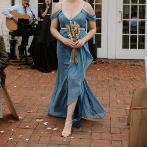 David’s Bridal Bridesmaid Dress Slate Blue Size 8